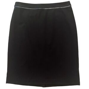 Talbots Black Stretch Pencil Skirt with Faux Leather Trim 10